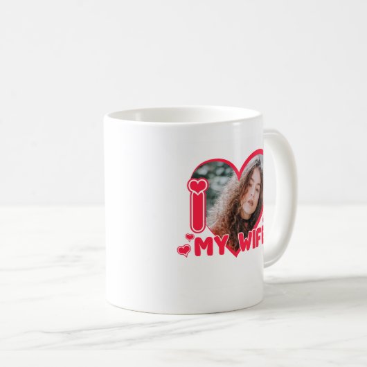私は妻が大好きカスタムハート写真かわいい コーヒーマグカップ (正面右)