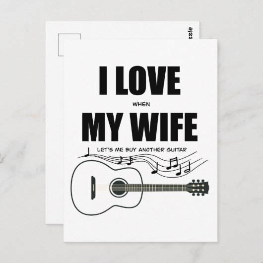 私は妻が私にもう一つのギターを買貸してるのが好き ポストカード (正面/裏面)