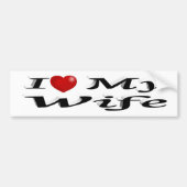 私は妻のかわいいブラック文字 バンパーステッカー (正面)