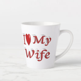私は妻のかわいい赤文字 カフェラテマグ