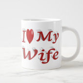 私は妻のかわいい赤文字 ジャンボコーヒーマグカップ (右)