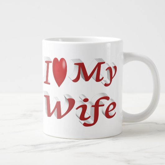 私は妻のかわいい赤文字 ジャンボコーヒーマグカップ (右)