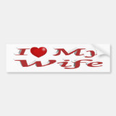 私は妻のかわいい赤文字 バンパーステッカー (正面)