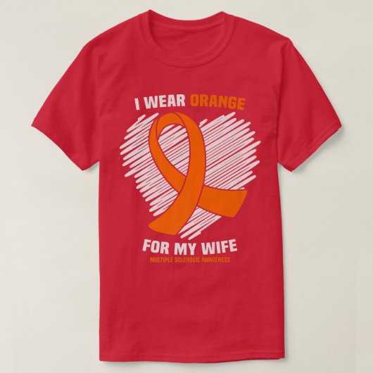私は妻のための衣服オレンジ多発性硬化症Aw Tシャツ (デザイン正面)