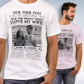 私は妻の新聞おもしろいバレンタインの贈り物メンズ大好き Tシャツ