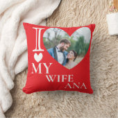 私は妻を愛して写真カスタムハート クッション (ブランケット)