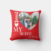 私は妻を愛して写真カスタムハート クッション (正面)