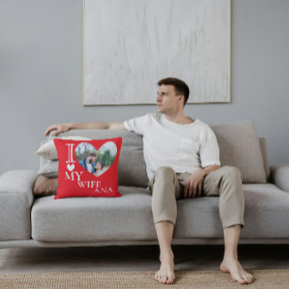 私は妻を愛して写真カスタムハート クッション