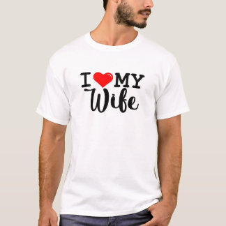 私は妻を愛する赤いハート Tシャツ