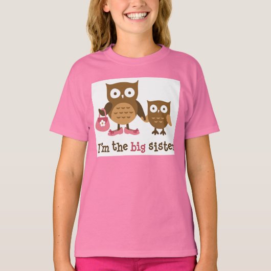 私は姉だ – 女モダンの子のためのフクロウTシャツ Tシャツ (正面)