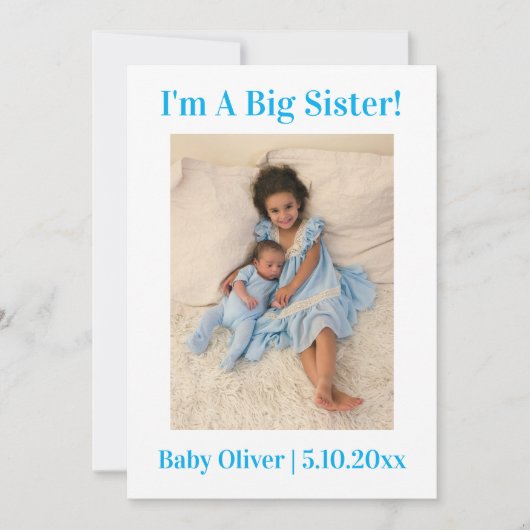 私は姉上の新しい兄弟姉妹誕生の発表 案内状 (正面)