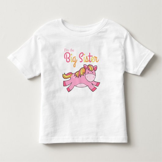 私は姉 – かわいいピンクのポニー トドラーTシャツ (正面)