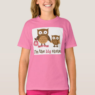 私は姉-女の子のためのモダンなフクロウのTシャツです Tシャツ
