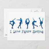 私は姿スケートで滑る – 青 ポストカード (正面/裏面)