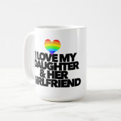 私は娘と彼女のガールフレンドLGBTQが大好き誇りを持った コーヒーマグカップ (正面左)