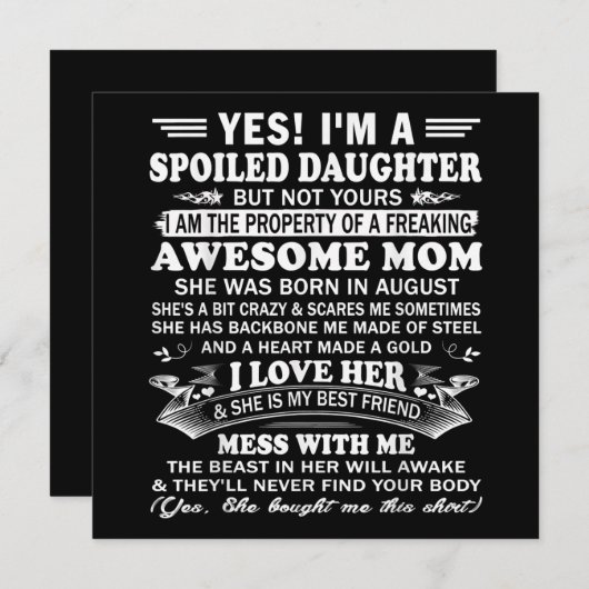 私は娘への甘やかされた娘の贈り物だ シーズンカード (正面/裏面)