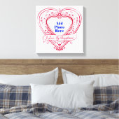 私は娘を愛してる！フォト赤いハート キャンバスプリント (インサイチュ (寝室))