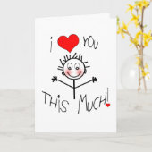 私は子どものような棒の姿のユーモアカード-愛します カード (黄色い花)