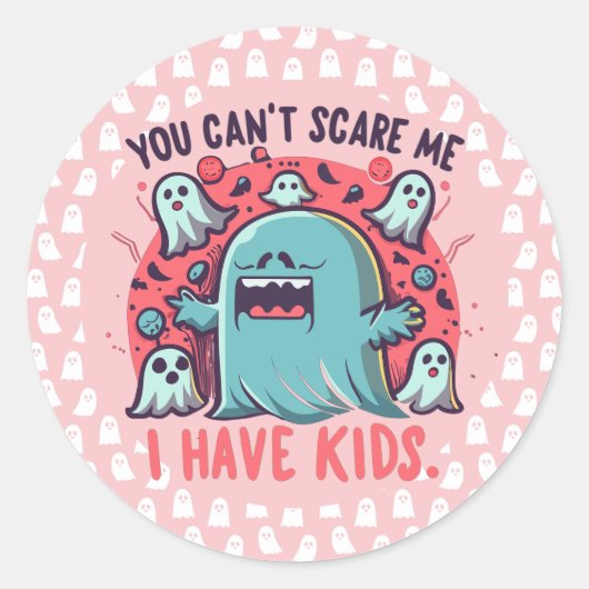 私は子供を持っている私を怖がらせることはできない，ハロウィン不気味 ラウンドシール (正面)