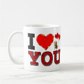 私は子犬および抱擁との愛しましたり及び気球に接吻します コーヒーマグカップ (左)