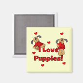 私は子犬のTシャツおよびギフトを愛します マグネット (正面/裏面)
