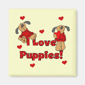 私は子犬のTシャツおよびギフトを愛します マグネット (正面)