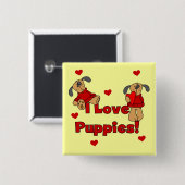 私は子犬のTシャツおよびギフトを愛します 缶バッジ (正面&裏面)