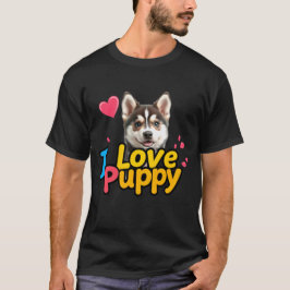 私は子犬を愛して – 愛らしい犬の恋人デザイン Tシャツ