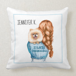 私は子犬ポメラニア犬の女の子が大好きです名前をカスタムする クッション