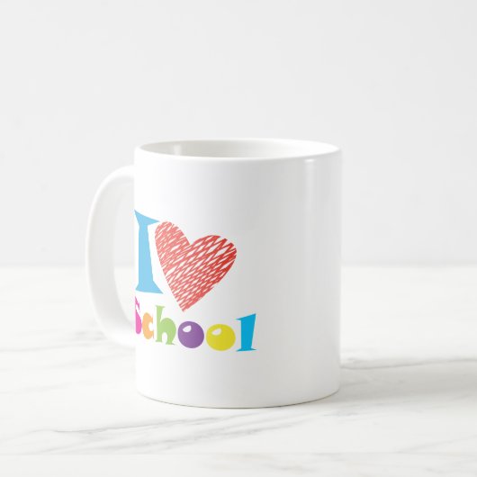私は学校が大好きだ。新学期卒業漫画 コーヒーマグカップ (正面左)