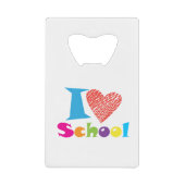 私は学校が大好きだ。新学期。漫画かわいいハート クレジットカード栓抜き (正面)