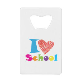 私は学校が大好きだ。新学期。漫画かわいいハート クレジットカード栓抜き