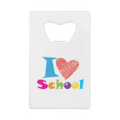私は学校が大好きだ。新学期。漫画かわいいハート クレジットカード栓抜き (裏面)