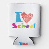 私は学校が大好きだ。新学期。漫画かわいいハート 缶クーラー (正面)