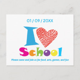 私は学校が大好きだ。新学期。漫画の卒業 ポストカード