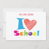 私は学校が大好きだ。新学期。漫画 招待状 (正面)