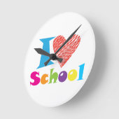 私は学校が大好きだ。新学期。漫画Tシャツ鍵 ラウンド壁時計 (傾斜)
