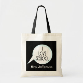 私は学校のスピーチのバブルが大好きトートの名前 トートバッグ