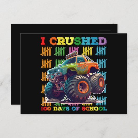 私は学校のモンスタートラックの100日をつぶした ポストカード (正面/裏面)