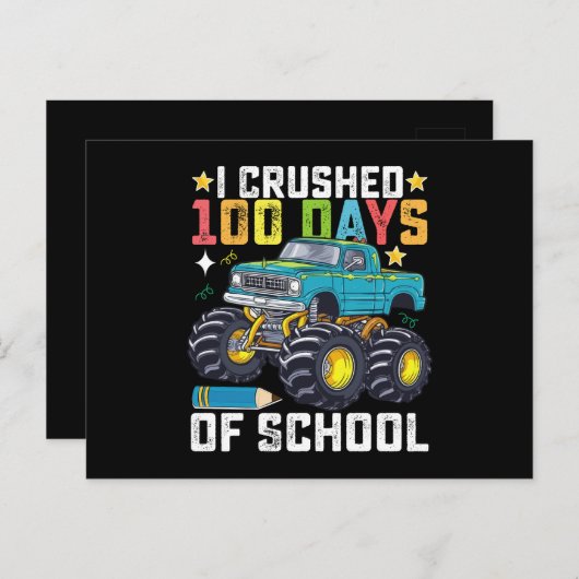 私は学校のモンスタートラックの100日をつぶした ポストカード (正面/裏面)