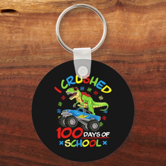 私は学校の少年モンスタートラックの100日をつぶした キーホルダー (正面)