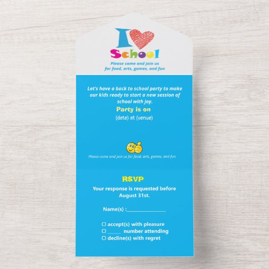 私は学校の新学期漫画の卒業を愛する オールインワン招待状 (内側)