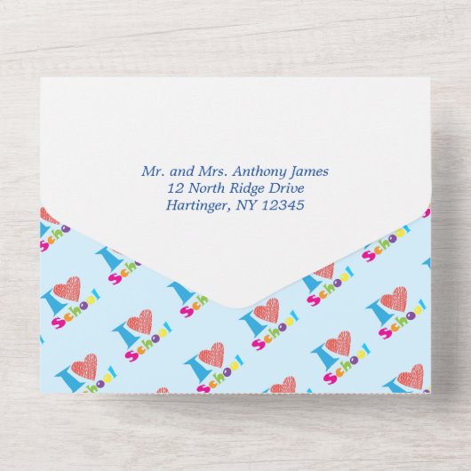 私は学校の新学期漫画の卒業を愛する オールインワン招待状 (裏面)