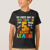 私は学校の最初の学日に5準備ができている Tシャツ (正面)