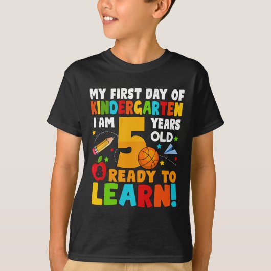 私は学校の最初の学日に5準備ができている Tシャツ (正面)