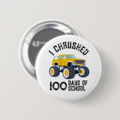私は学校の黄色いモンスタートラックの100日をチャード 缶バッジ (正面&裏面)