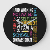 私は学校カウンセラーのお礼です ラージ壁時計 (正面)