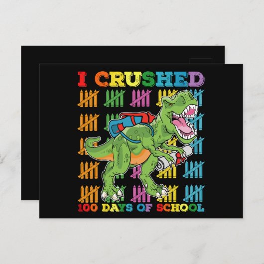 私は学校T日のレックス恐竜を100個粉砕した ポストカード (正面/裏面)
