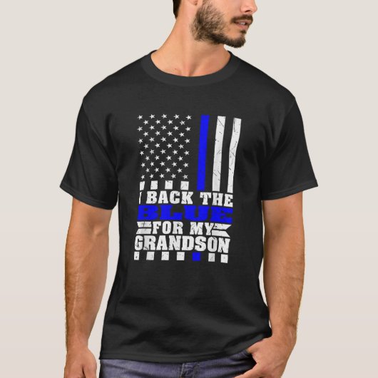私は孫の警察グランドのために青誇りを持ったを戻す Tシャツ (正面)
