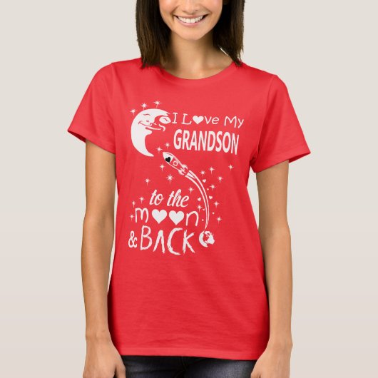 私は孫を月と後ろに愛している Tシャツ (正面)